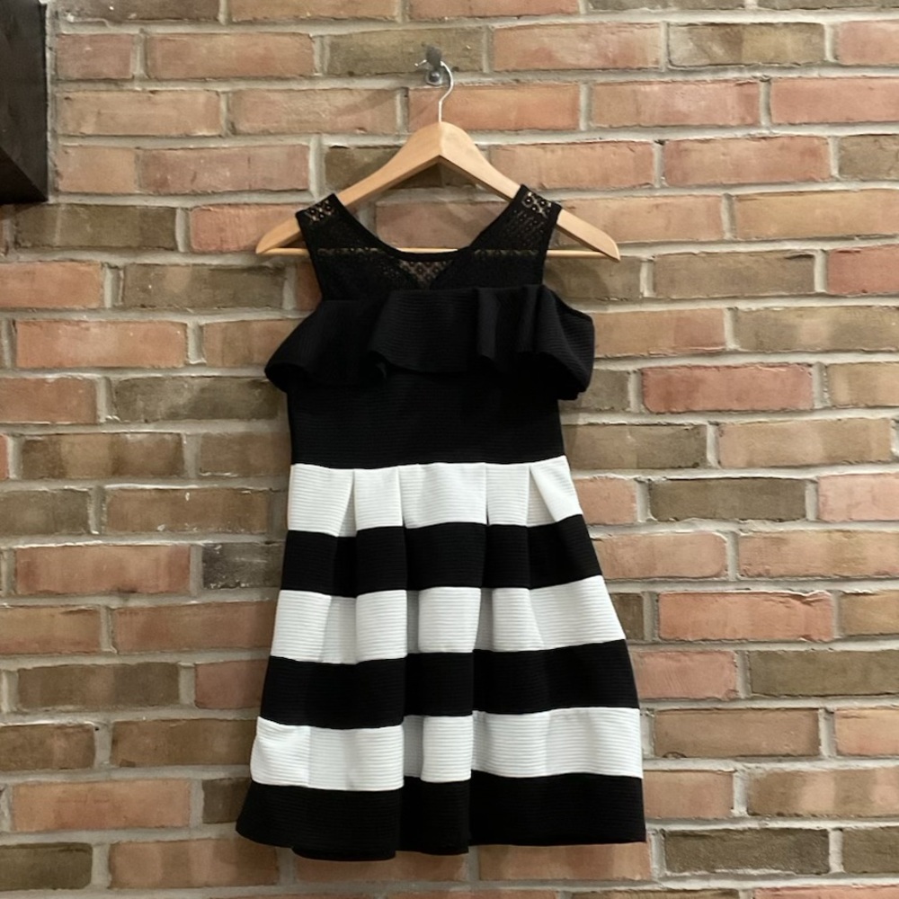 Knitworks Black and White Halter Sundress Cocktail